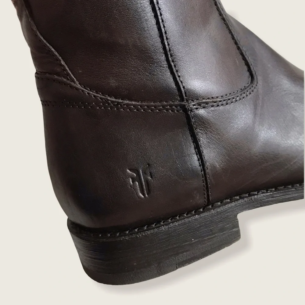$399 Frye Jayden Button KneeHigh Brown Leather Equestrian Riding Cottoncore Boot
